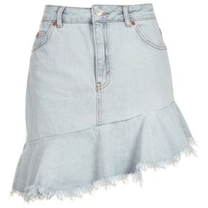 Topshop Moto Asymmetrical Hem Denim Skirt